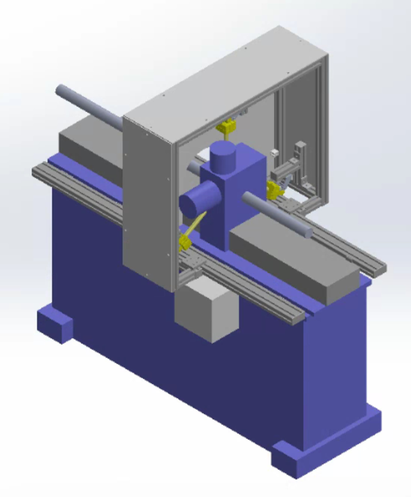 CAD render of a threaded power cable inspection station
