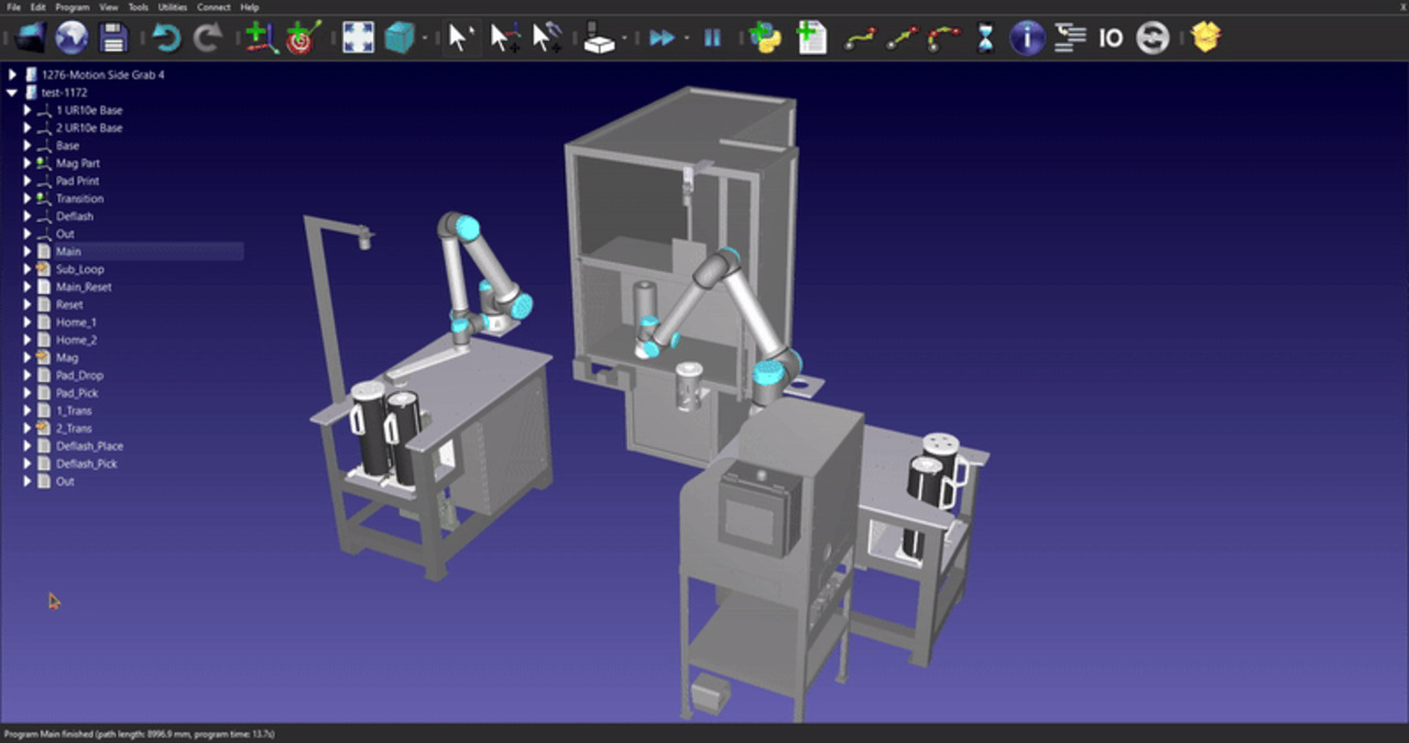 RoboDK simulation of a motion side-grab program